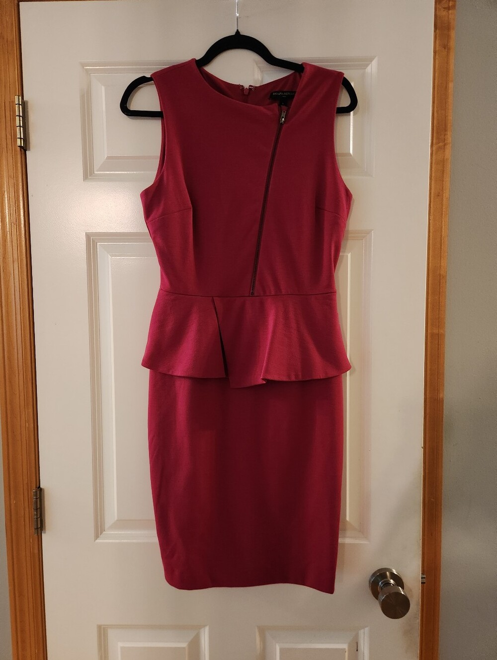 Banana Republic Sleeveless Peplum Sheath Dress in Deep Pink